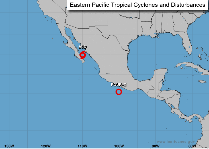 Tropical Storm BUD and Now Tropical Depression FOUR-E
